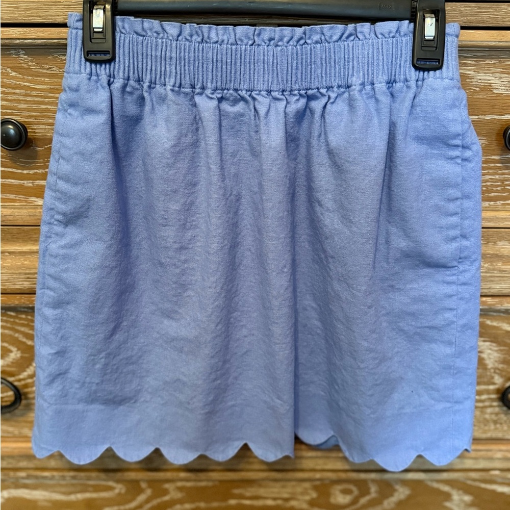 J. Crew Lavender Mini Skirt with Scalloped Hem
